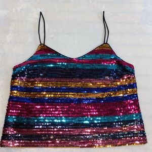 WAYF Ladies Cropped Sequin Tank Size Medium